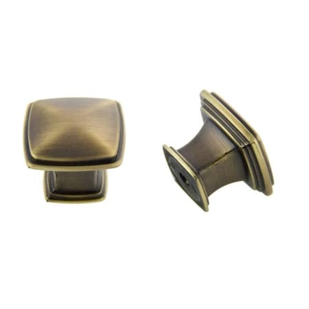 Crown 1-1/4" Square Cabinet Knob Antique Satin Brass Finish CHK81091ABSB